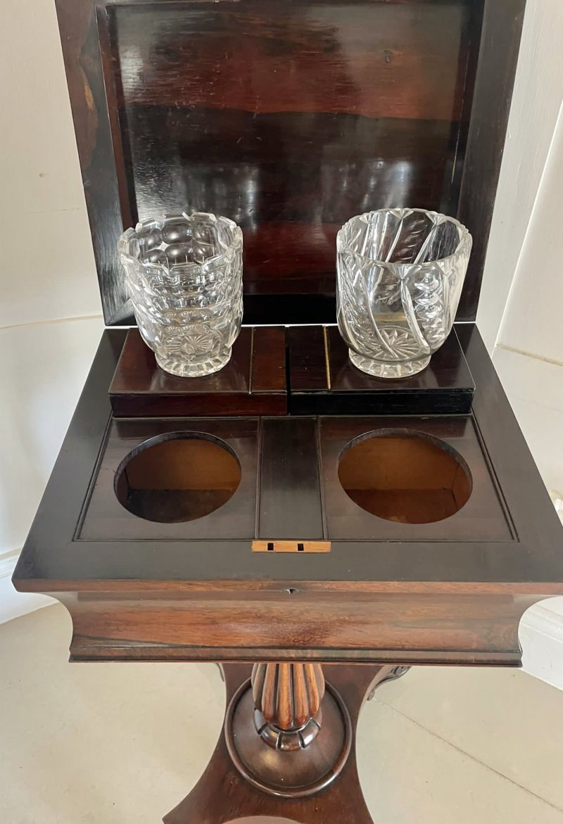 Antique Victorian Quality Rosewood Teapoy - Image 10